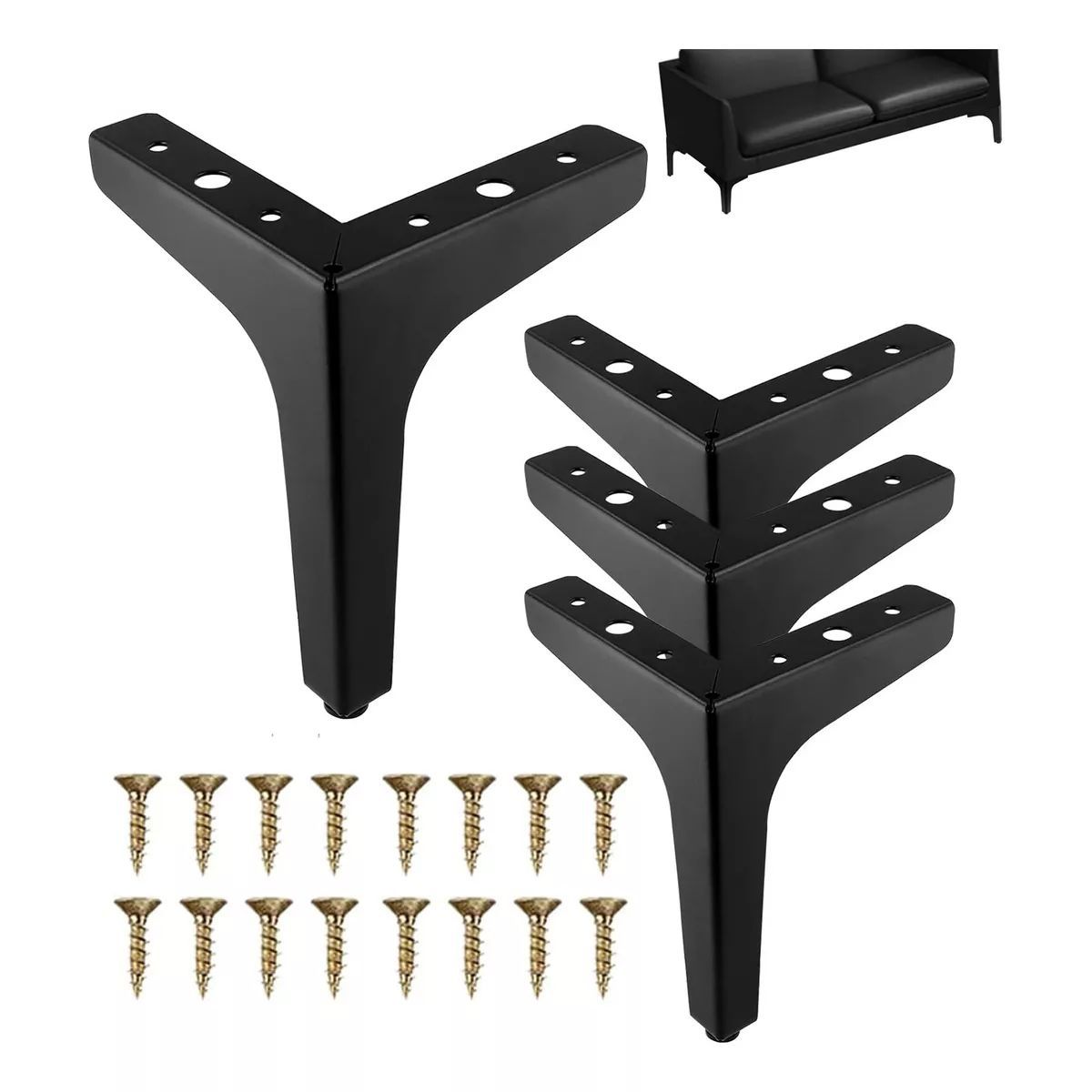 KUANGYE - Pack De 4 Patas 15cm Negras Mate Para Muebles Y Sofás