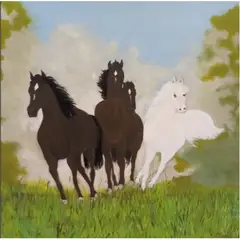ARIVLE - Cuadro tela óleo caballos galopantes