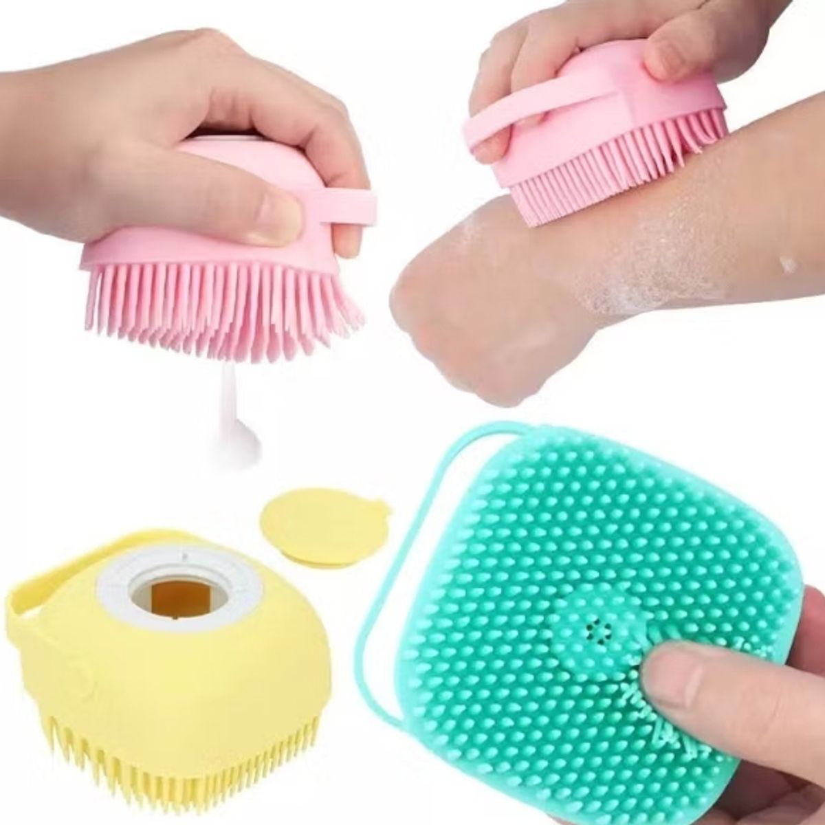 GENERICO - Cepillo de Baño Masajeador Dispensador para Mascotas 2 en 1