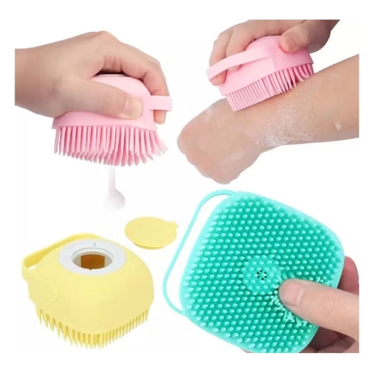 GENERICO - Cepillo de Baño Masajeador Dispensador para Mascotas 2 en 1