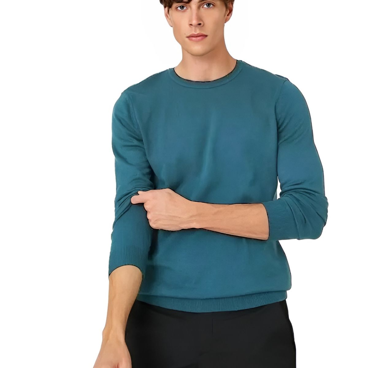 MROTTO - Polera Hombre Manga Larga Regular Fit Cuello Redondo