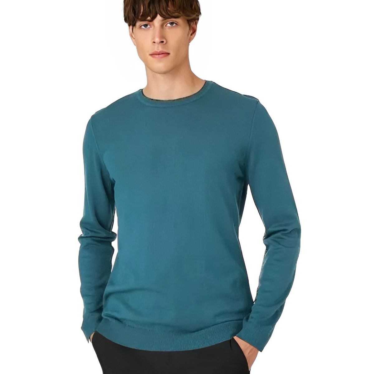 MROTTO - Polera Hombre Manga Larga Regular Fit Cuello Redondo