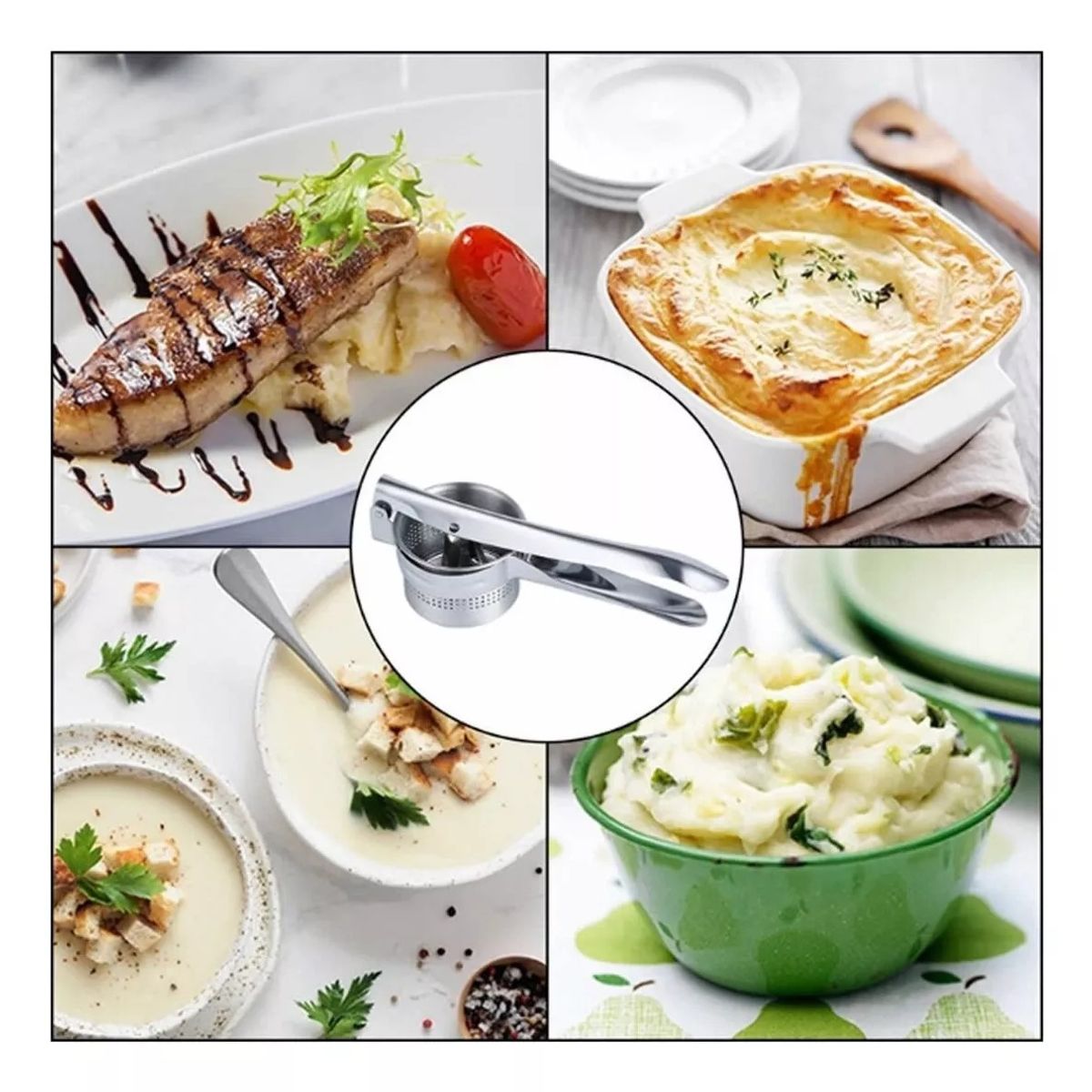 GENERICO - Prensa Papa Acero Inoxidable Machacador Pure Papas Verduras