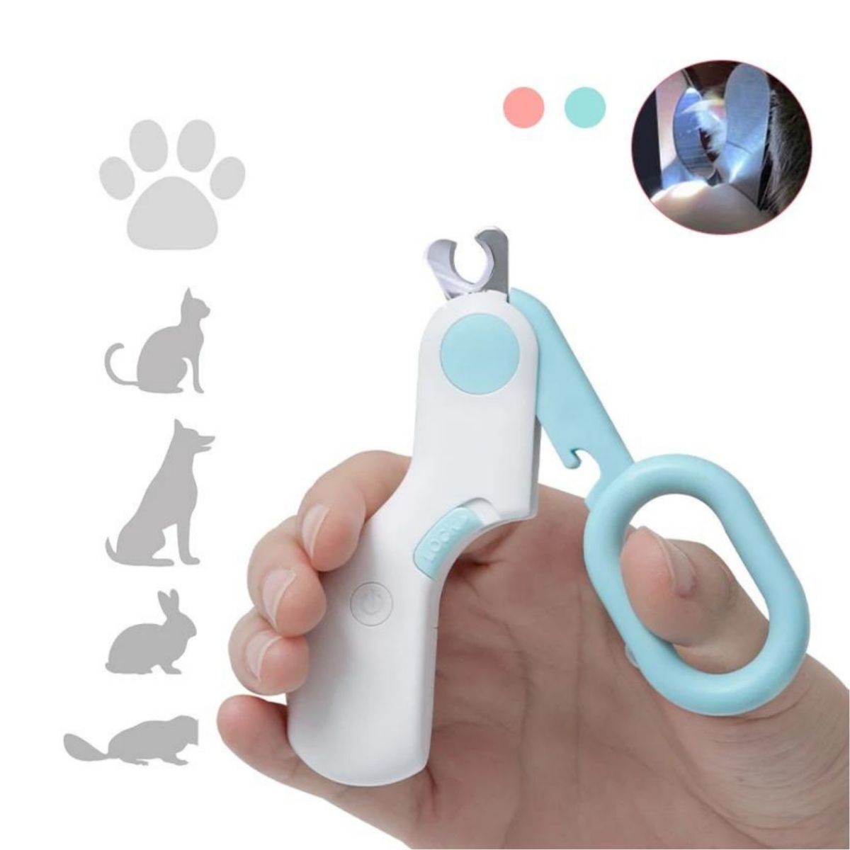 GENERICO - Corta Uñas Para Perros Y Gatos Con Luz Led Mascotas