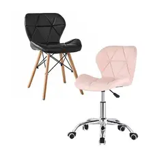 CORI CORI - Pack Sillas Mariposas Eames Negro + Mariposa Escritorio Rosa