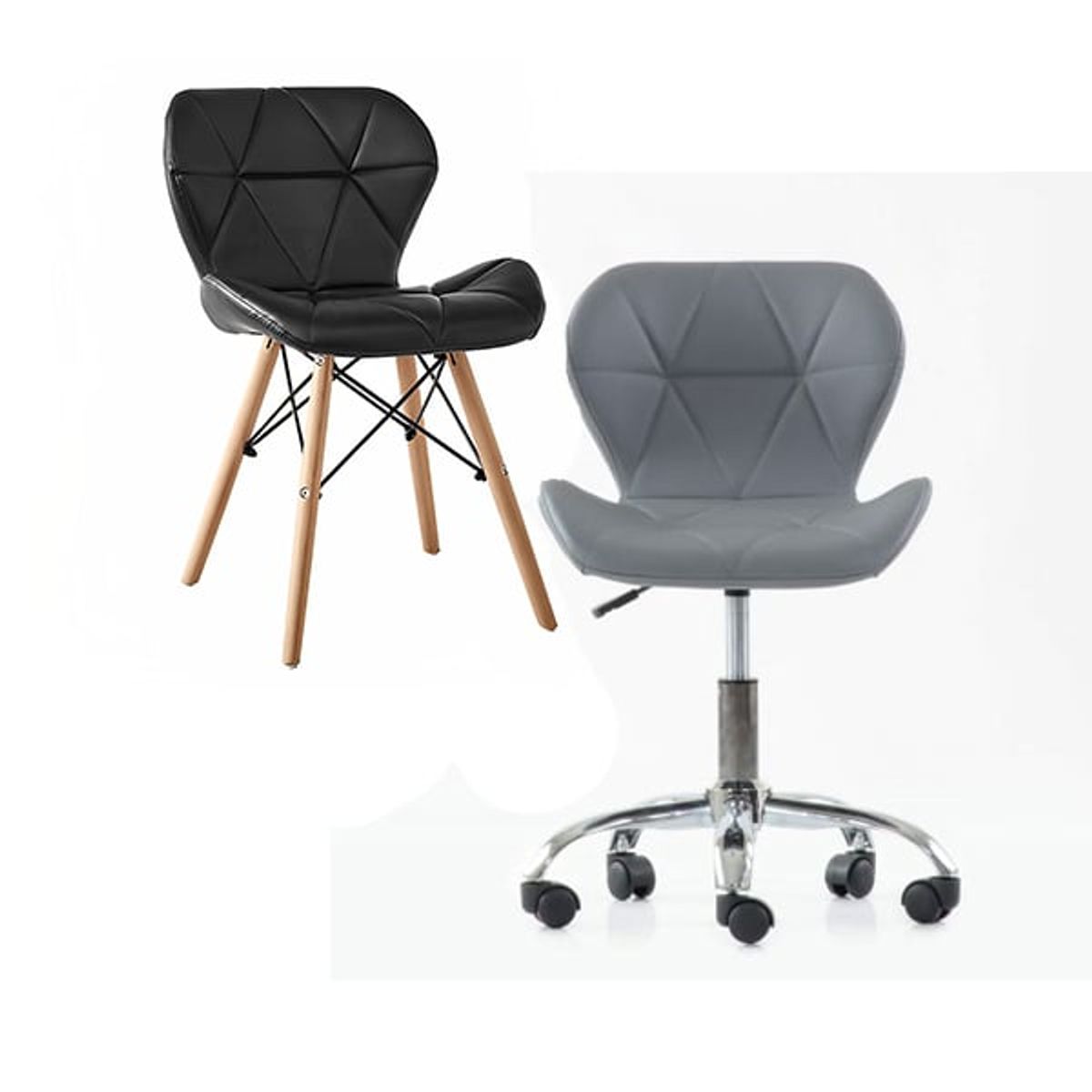 CORI CORI - Pack Sillas Mariposas Eames Negro + Mariposa Escritorio Gris