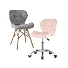 CORI CORI - Pack Sillas Mariposas Eames Gris + Mariposa Escritorio Rosa