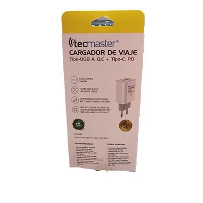 Imagen 2 del producto CARGADOR RAPIDO 20W TIPO C Y TIPO A