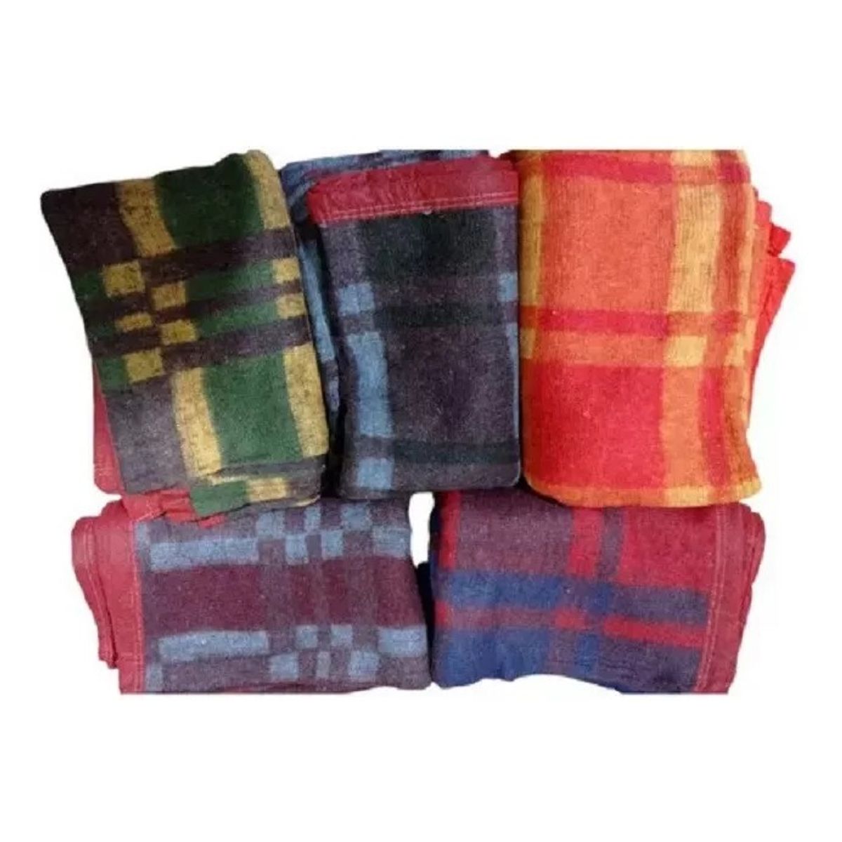 GENERICO - Frazada Lanilla 1 Plaza 1/2 Diseño Geometrico Clasico