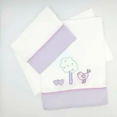 ENCANTO - Sábanas de Cuna Algodón con funda Bordado Lila PRODUCTO NACIONAL