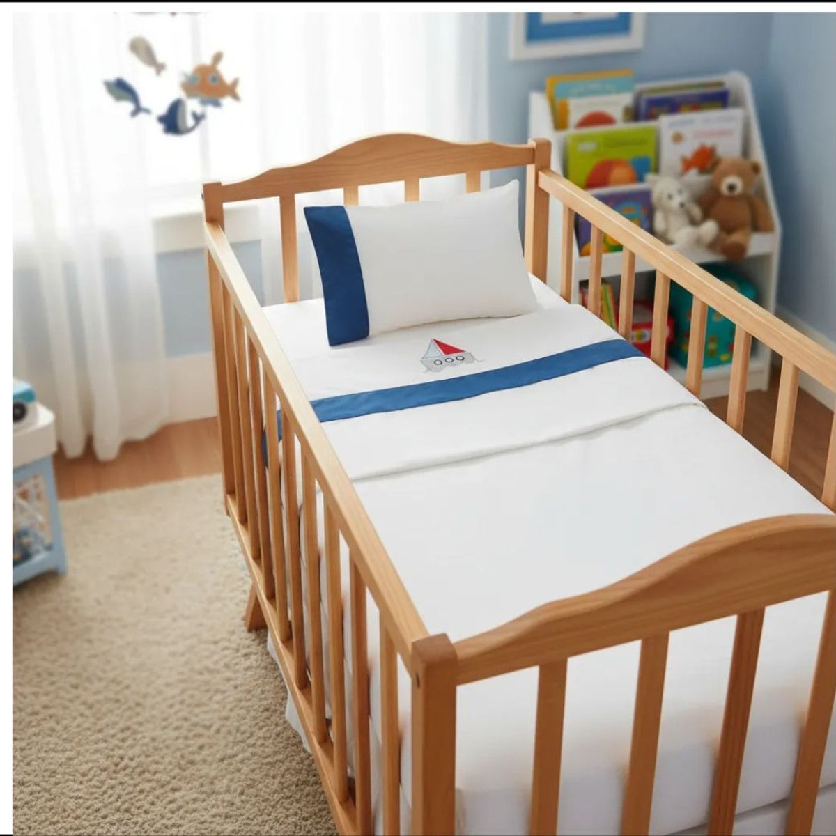 ENCANTO - Sábanas Cuna Algodón Bordado Marinero 1.40 x 90 m.Envio Gratis