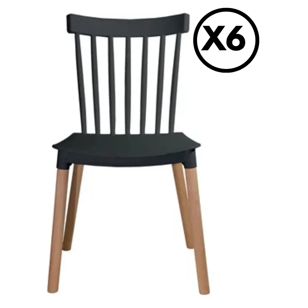GENERICO - PACK 6 SILLAS WINDSOR NEGRAS