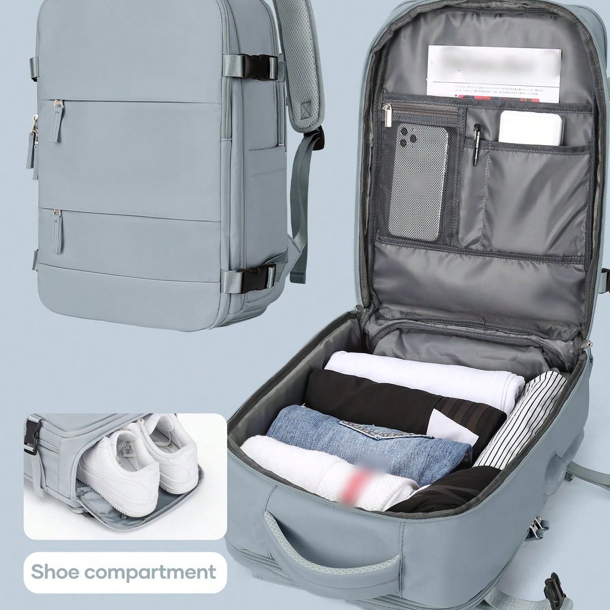 VATYERTY - Mochila De Viaje Para Hombre De Mano Azul