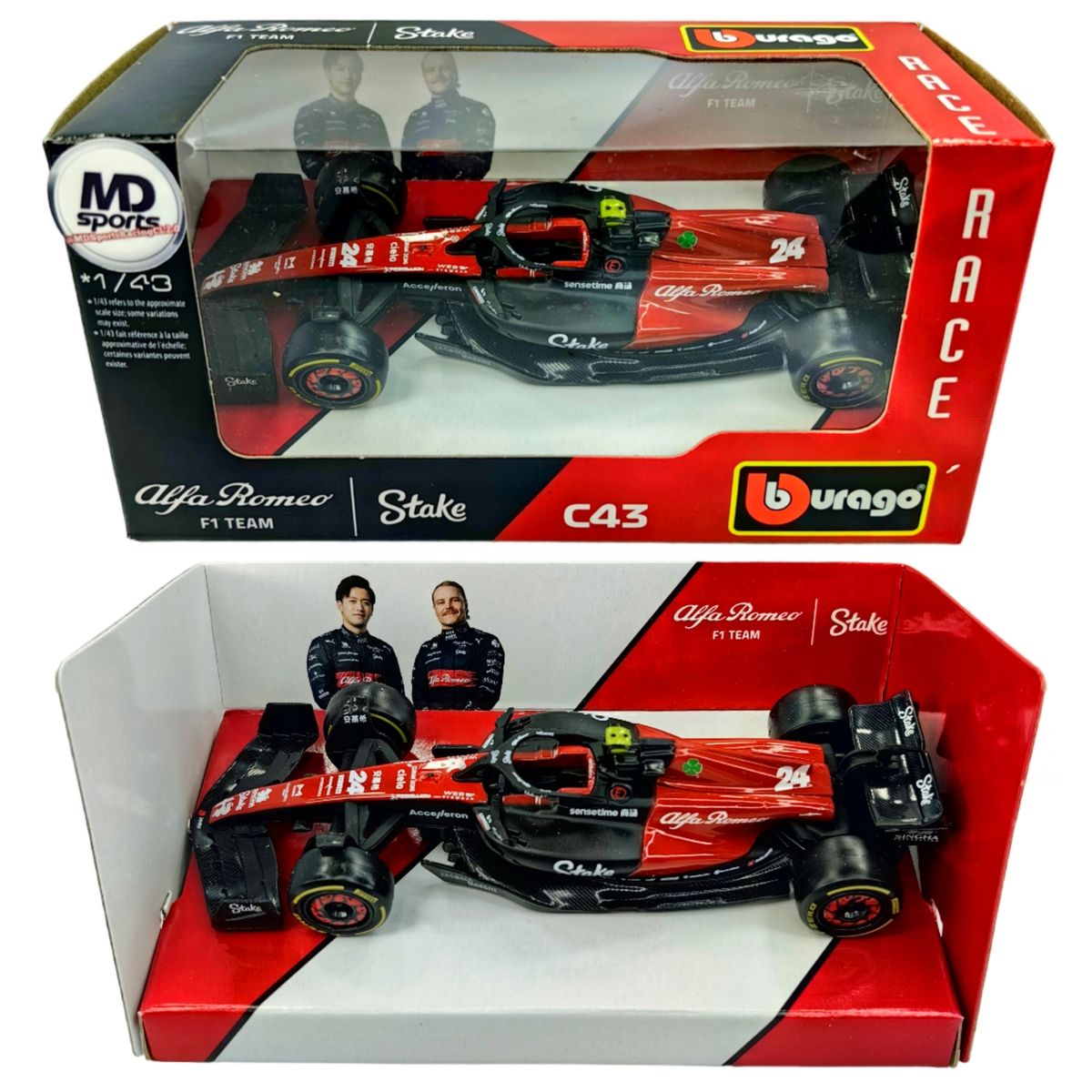 BBURAGO - Auto F1 Alfa Romeo C43 2023 #24 Guanyu Zhou Caja Normal 1:43