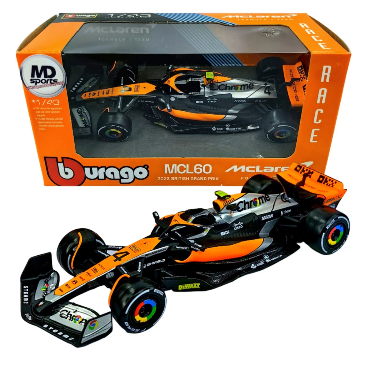 BBURAGO - Auto F1 Mclaren MCL60 2023 #4 Lando Norris Caja Normal 1:43