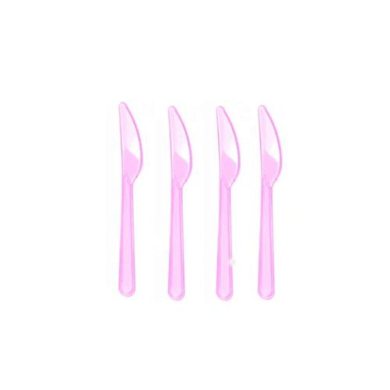 GENERICO - Cuchillos Plasticos Color Rosa 12pcs 17cm
