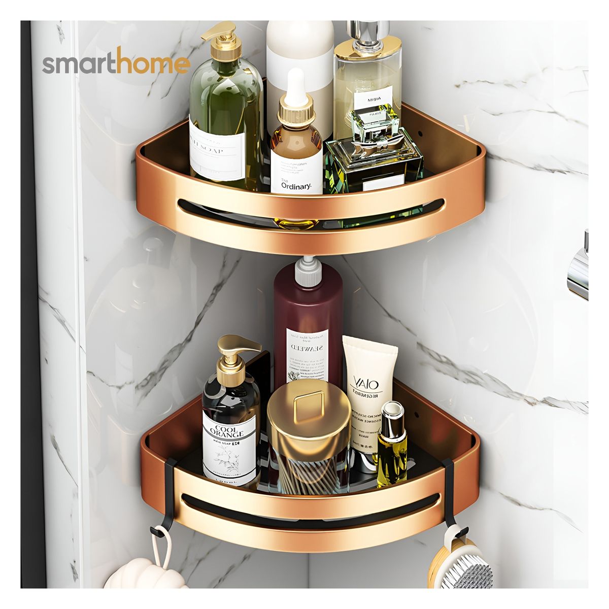 GENERICO - Set 2 Esquineros de Baño Acero Mate Smarthome Bronce Negro