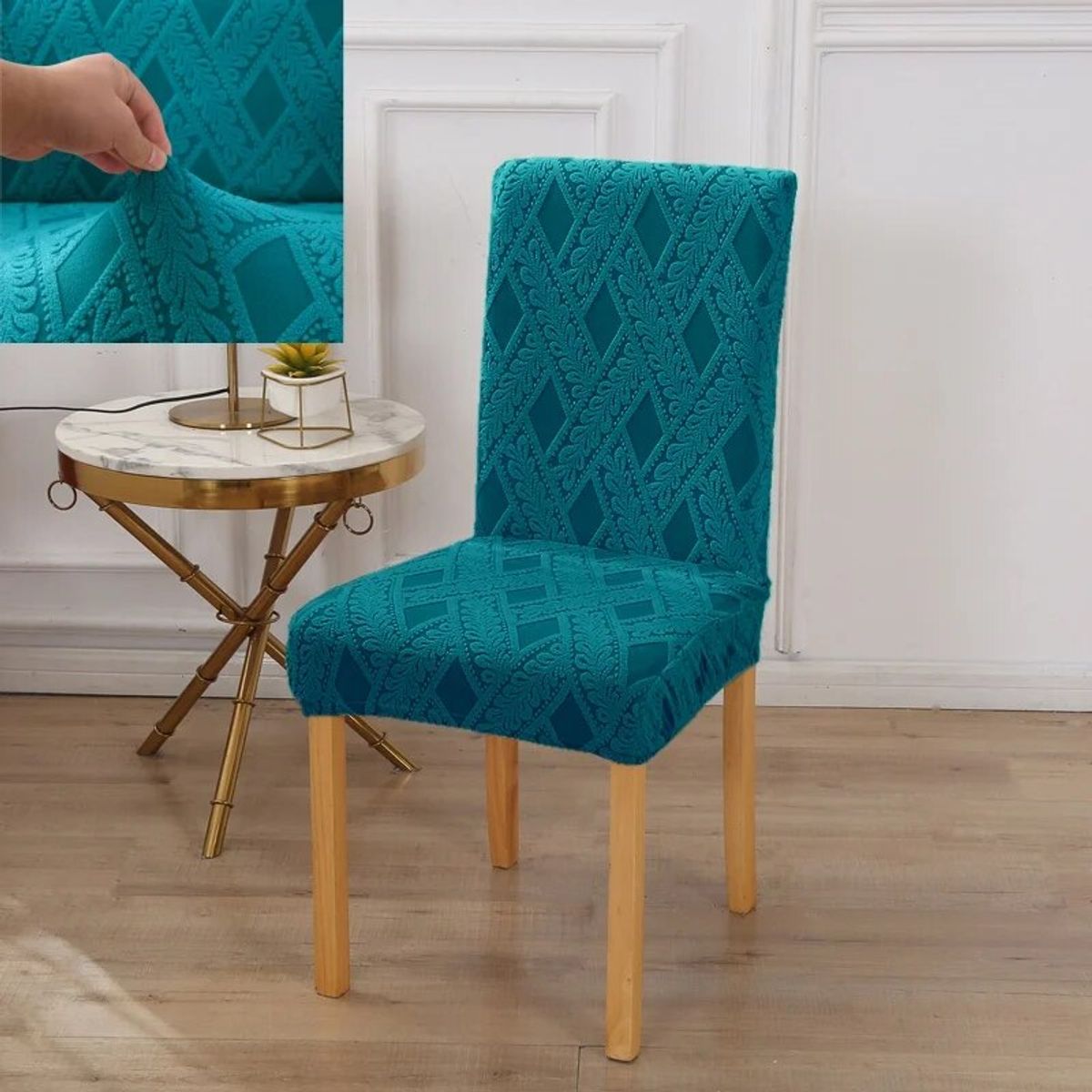 GENERICO - FUNDA DE SILLA DISEÑO TURQUESA ( PACK DE 6 UNIDADES )