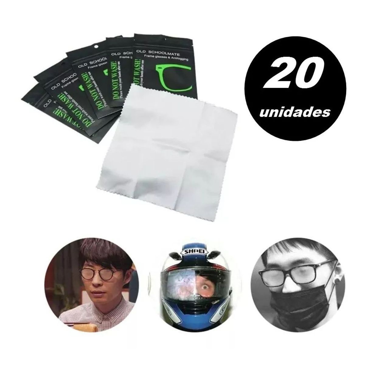 KUANGYE - 20 Unid Paño Antiempañante Para Lentes Reutilizable Limpieza