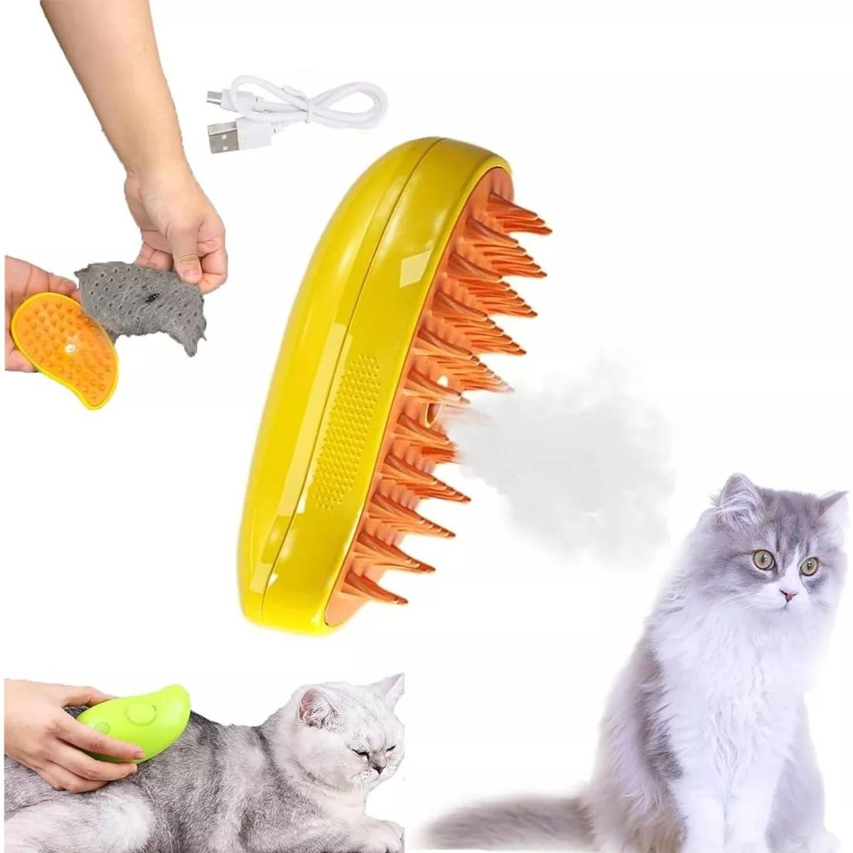 KUANGYE - Cepillo Para Gatos De Vapor Autolimpiante 3 En 1 Para Gatos