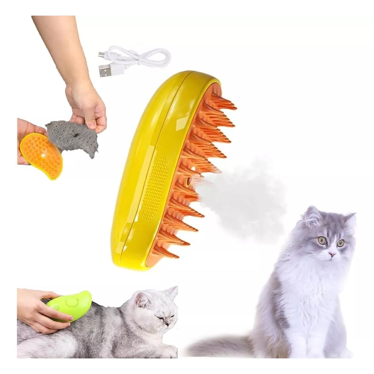 KUANGYE - Cepillo Para Gatos De Vapor Autolimpiante 3 En 1 Para Gatos