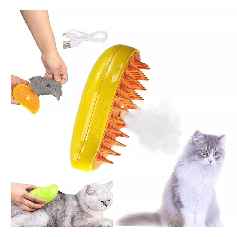 KUANGYE - Cepillo Para Gatos De Vapor Autolimpiante 3 En 1 Para Gatos