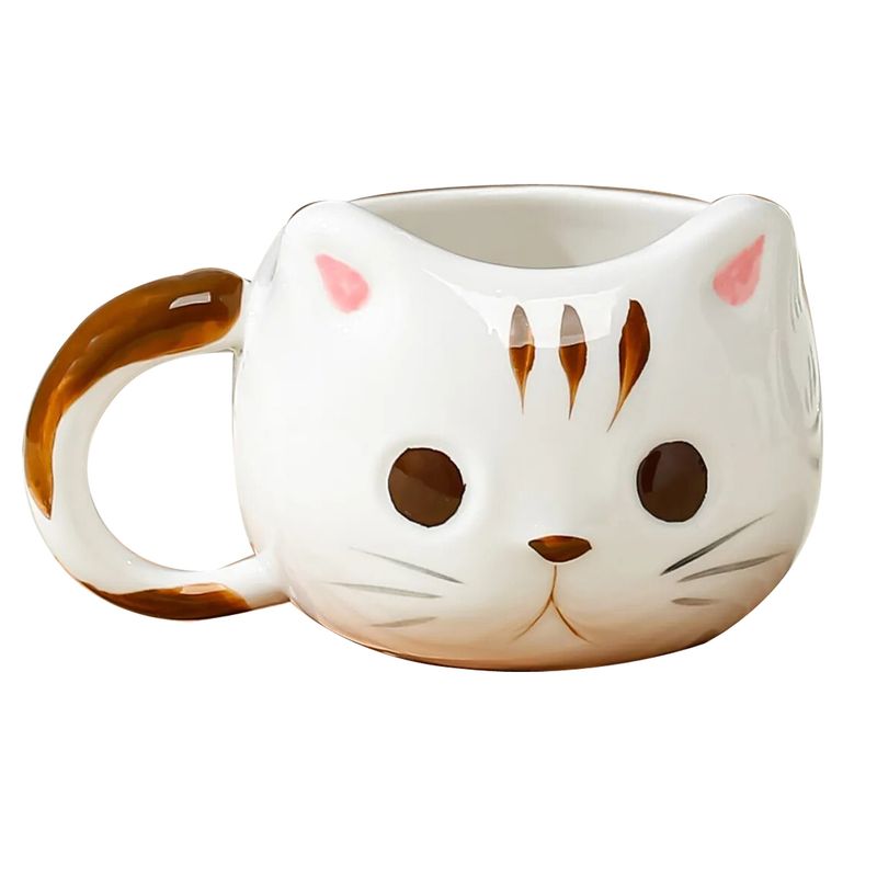 GENERICO - Taza Gato Cartoon Kawaii Café Te Cerámica Tazón Mug Blanco Marron