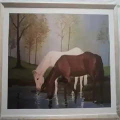 ARIVLE - Cuadro reproducción lámina en canvas Caballos en asequia