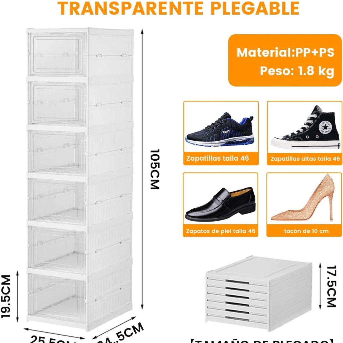 ACTUAL - Organizador De Zapatos 6 Cajones Extra-Resistente Plegable