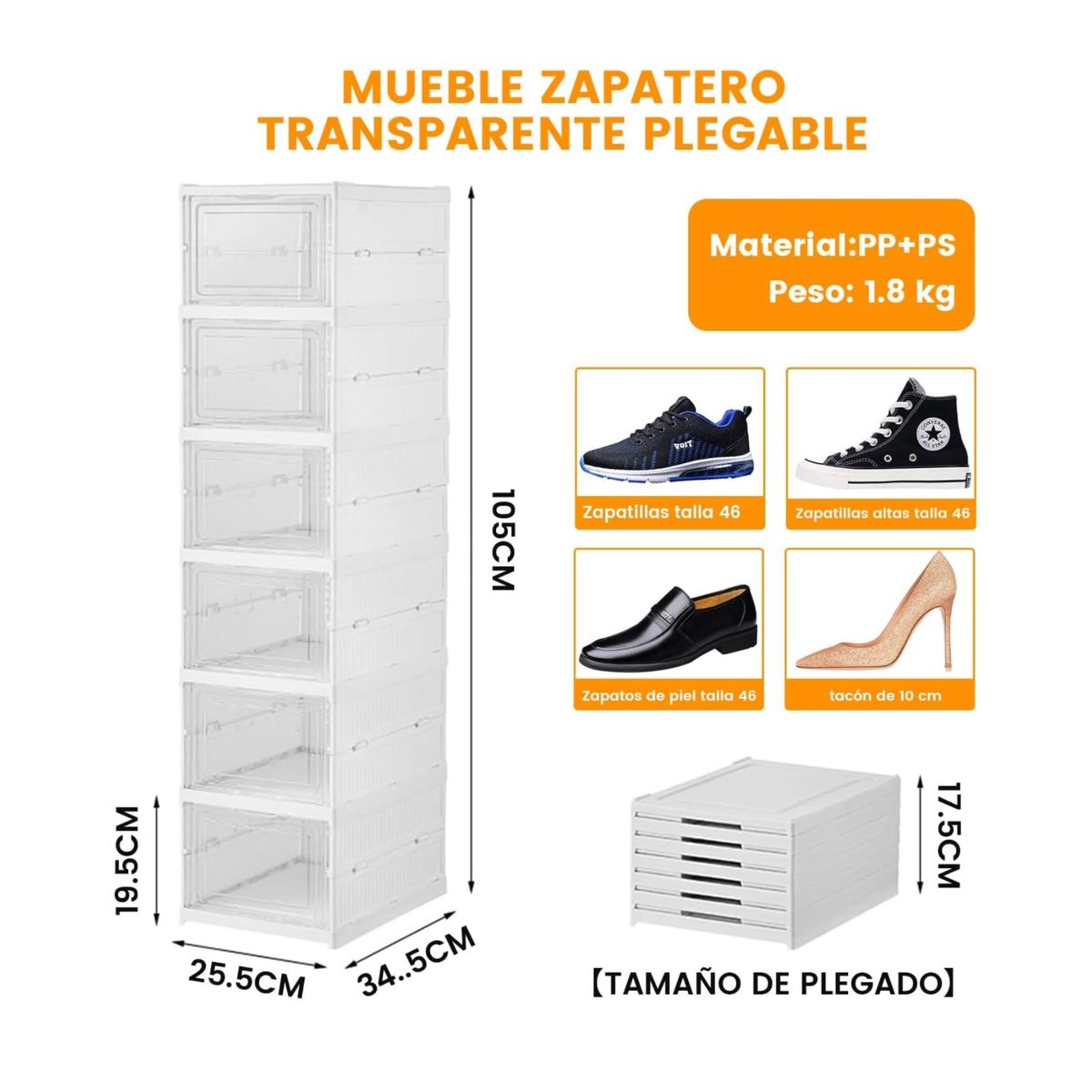 ACTUAL - Organizador De Zapatos 6 Cajones Extra-Resistente Plegable