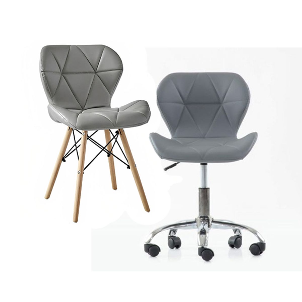 CORI CORI - Pack Sillas Mariposas Eames Gris + Mariposa Escritorio Gris