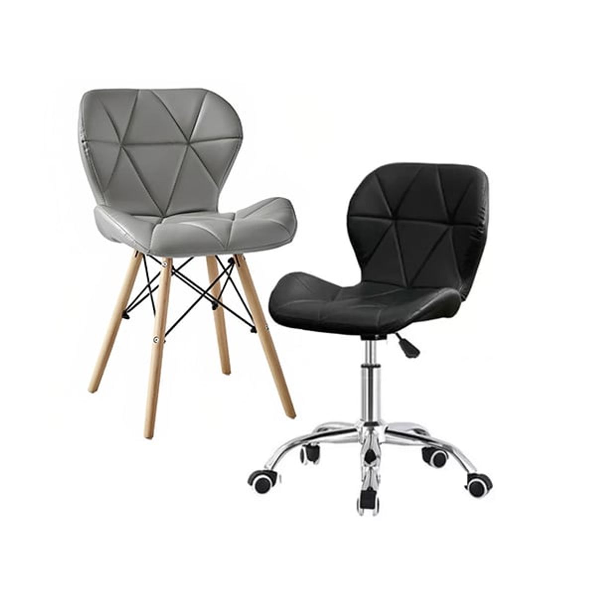 CORI CORI - Pack Sillas Mariposas Eames Gris + Mariposa Escritorio Negro