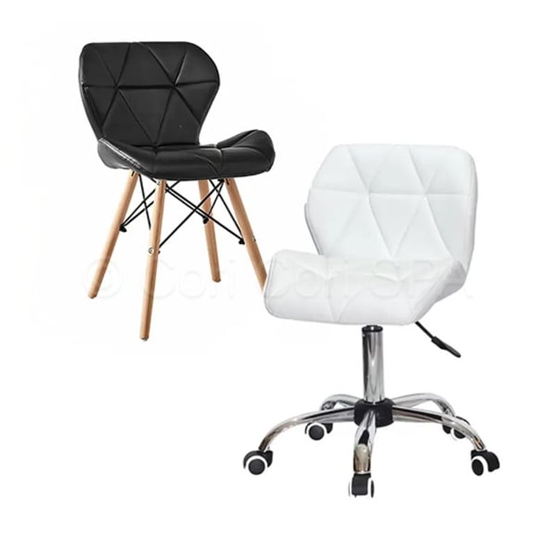 CORI CORI - Pack Sillas Mariposas Eames Negro + Mariposa Escritorio Blanco