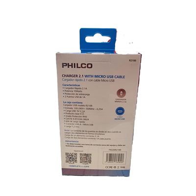 Imagen 2 del producto CARGADOR PHILCO MICRO USB CARGA RAPIDA