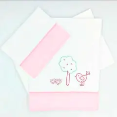 ENCANTO - Sábanas de Cuna con funda Bordado Rosado PRODUCTO NACIONAL