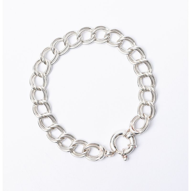 LA GARZA - Pulsera Hombre Plata Grumet Doble.