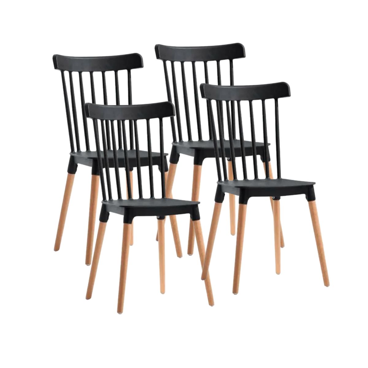 GENERICO - PACK 4 SILLAS WINDSOR NEGRAS