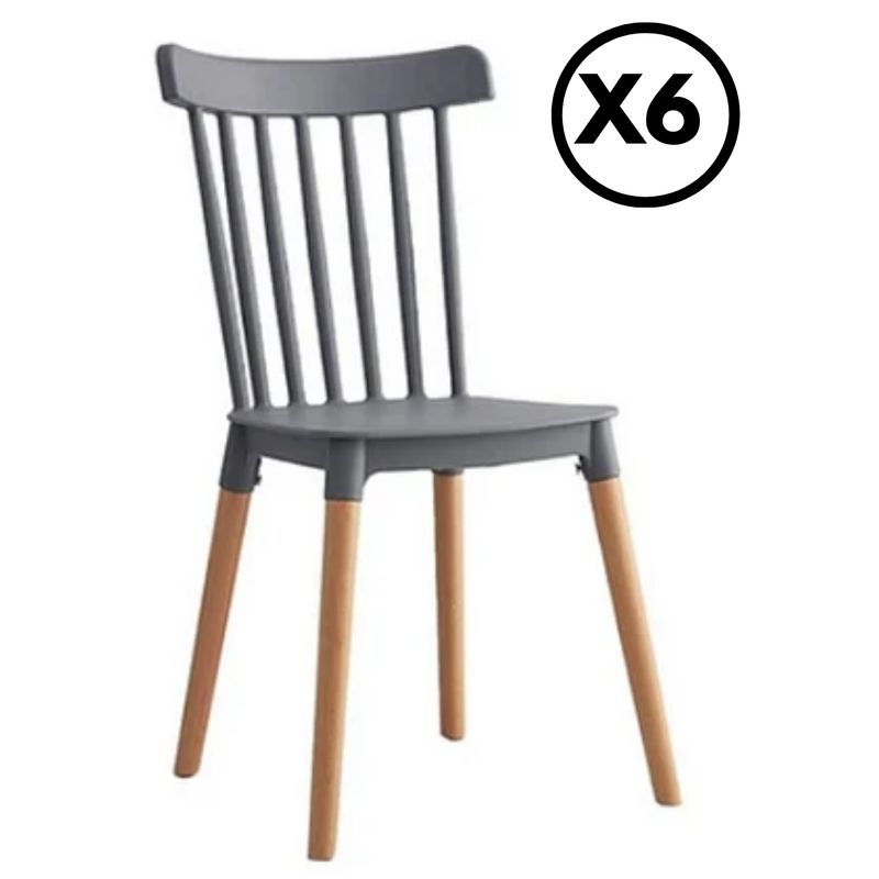 GENERICO - PACK 6 SILLAS WINDSOR GRIS
