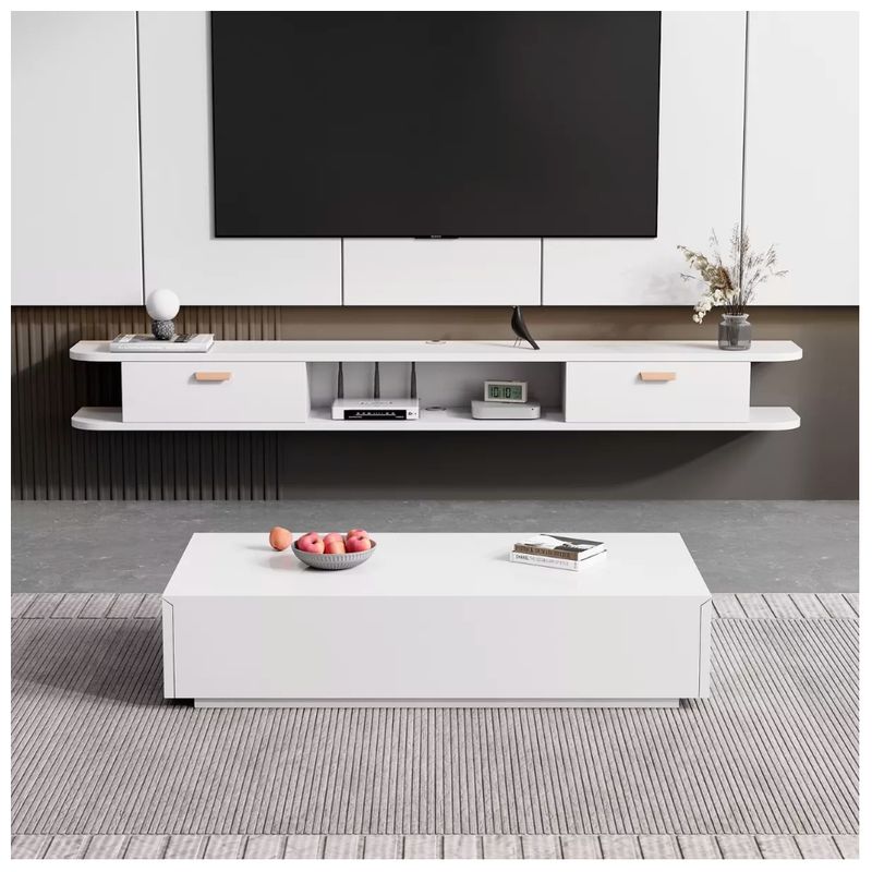HOMER DESIGN - Rack Tv 140x24x18cm Flotante Melamina Homer Design 2 Cajones