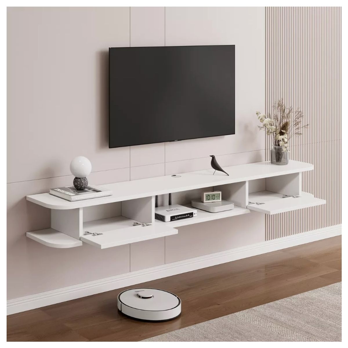 HOMER DESIGN - Rack Tv 140x24x18cm Flotante Melamina Homer Design 2 Cajones