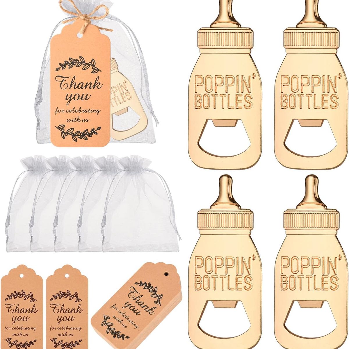 GENERICO - Recuerdo baby shower Bautizo Abridor de botellas 20 piezas