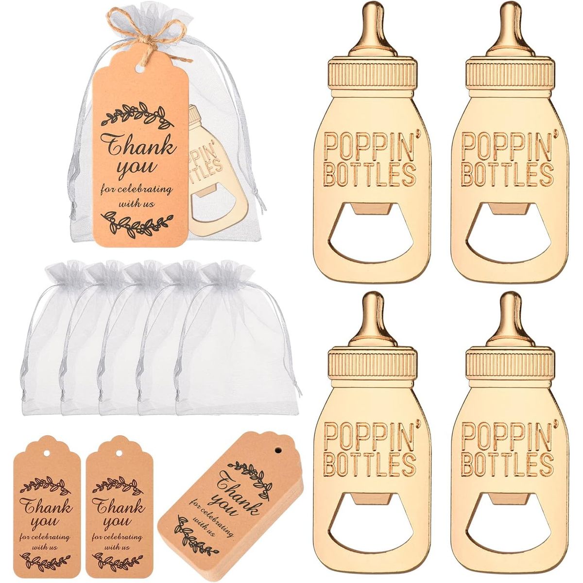 GENERICO - Recuerdo baby shower Bautizo Abridor de botellas 20 piezas