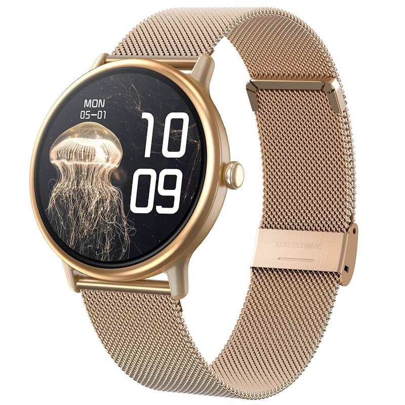 DANWEILE - Reloj inteligente Y86 de mujer con control del ritmo cardíaco - Dorado