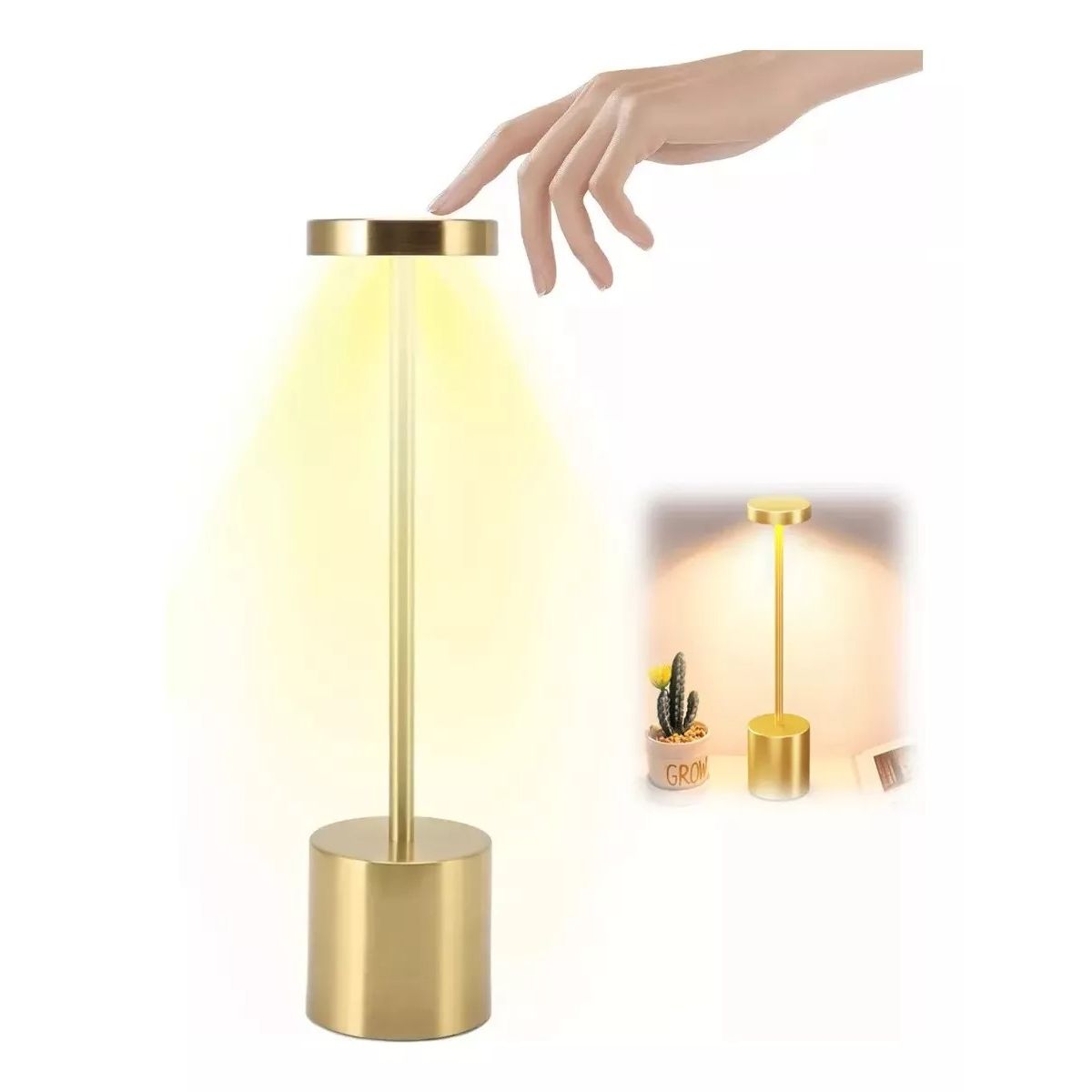 TNAKIEX - Lámpara De Mesa Recargable Lámpara Inalámbrica LED de metal-Oro