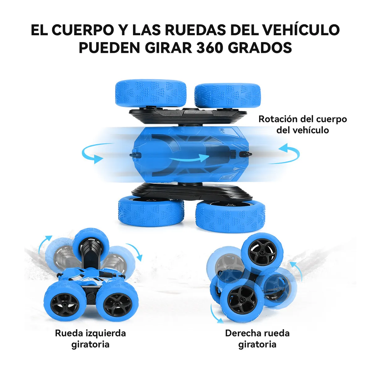 ANIKIDS - Auto Truco Control Remoto Niños Movimiento Doble Lado Azul