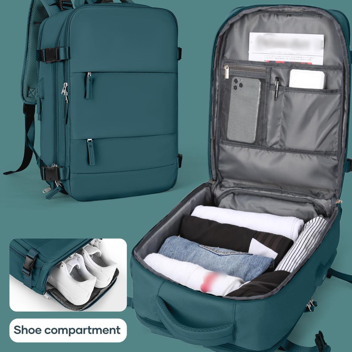VATYERTY - Mochila De Viaje Para Hombre De Mano Azul