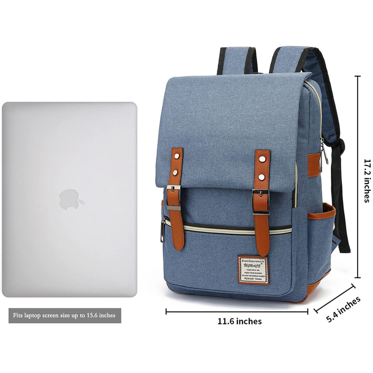 VATYERTY - Elegante mochila de nailon vintage para computador Azul