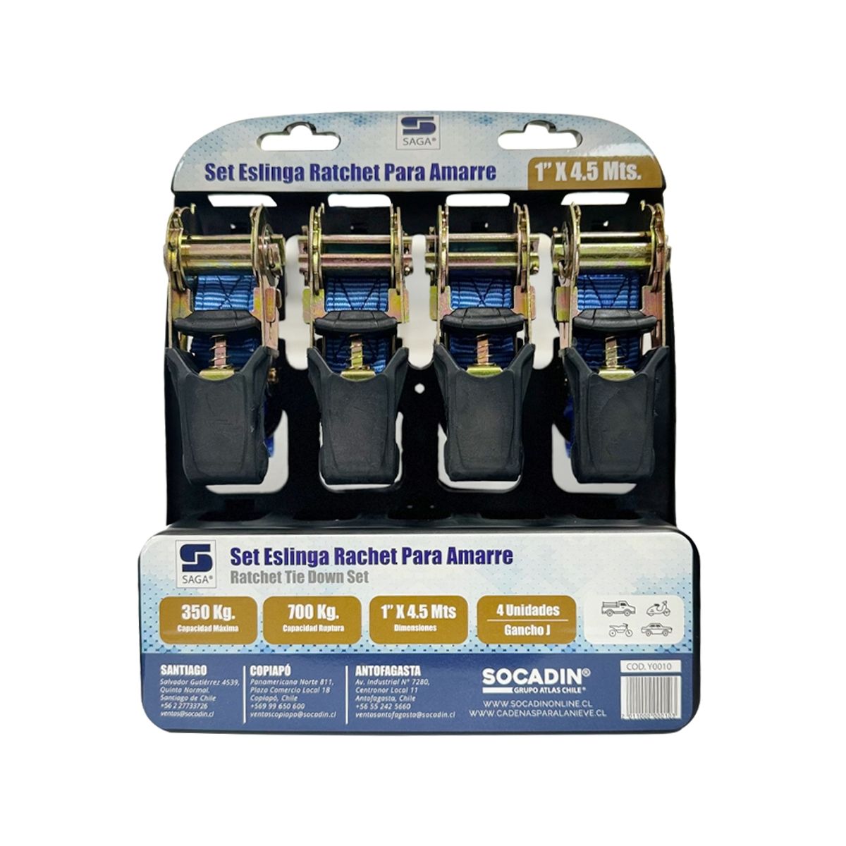 SAGA - Set de 4 eslingas rachet 1'' x 4.5 mts