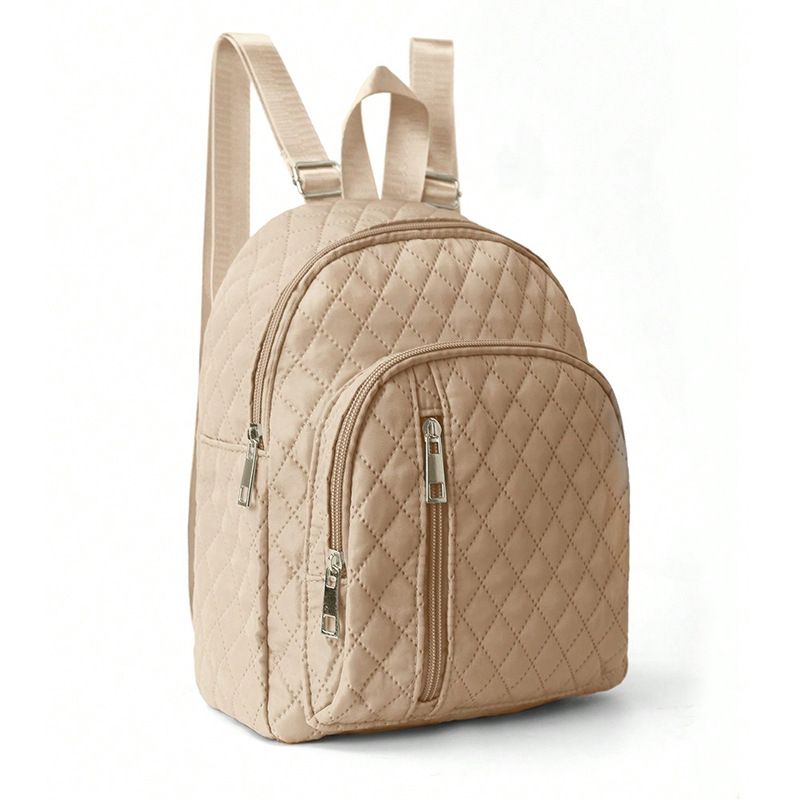 VATYERTY - Mochila Acolchada Minimalista Color Sólido Beige