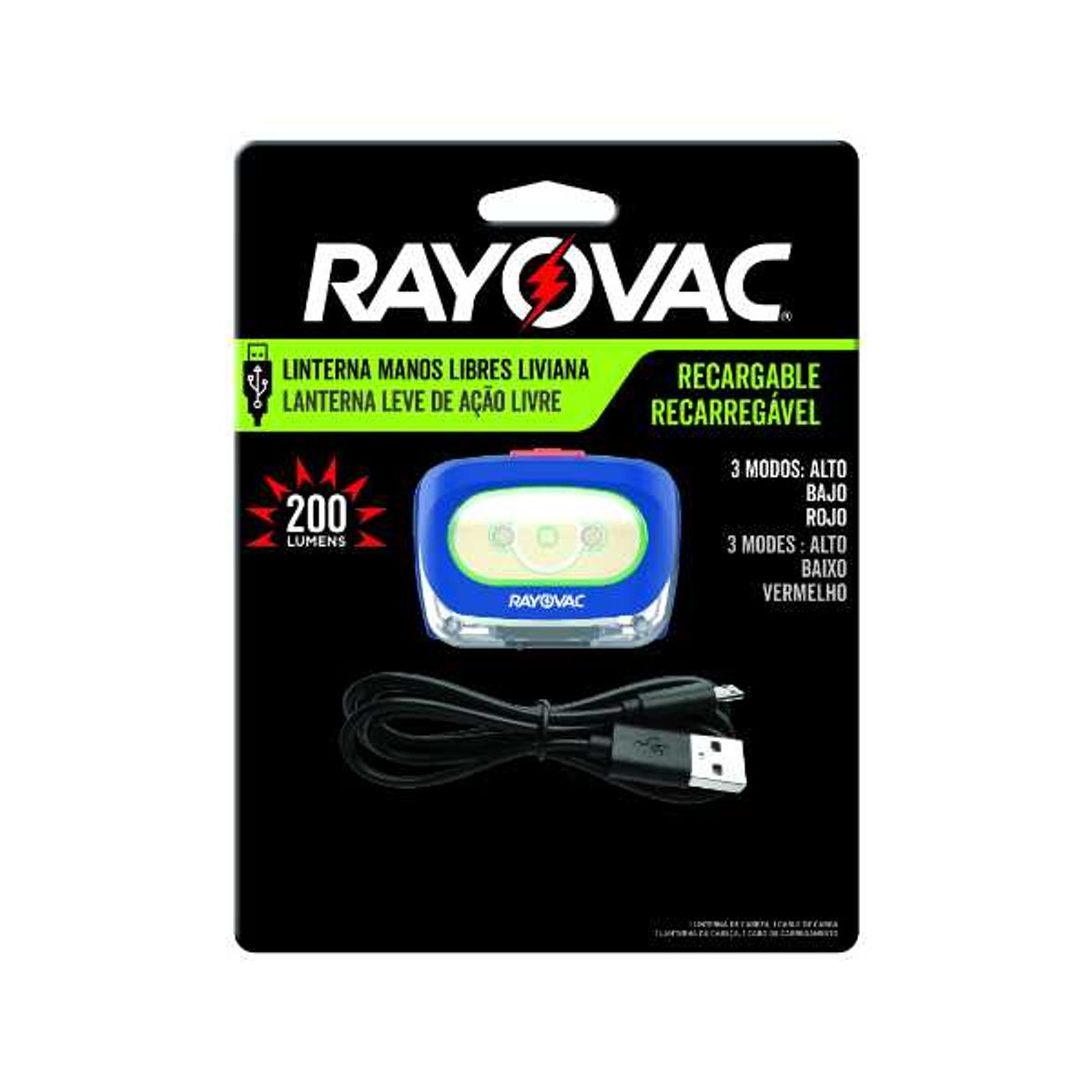 RAYOVAC - LJNTERNA DE MANOS LIBRES RECARGABLE 200 LUM RAYOVAC